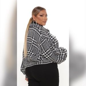 Not Your Houndstooth Bomber Jacket by Fashion Nova